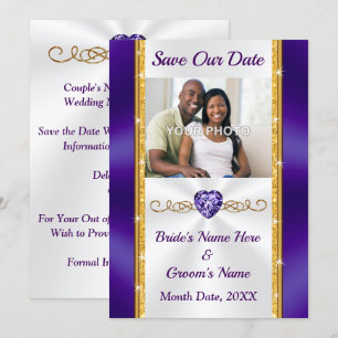 Invitation Photographie, mariage violet et mariage d'or Enreg