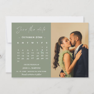 Invitation Photographie moderne du calendrier vert sauve la d