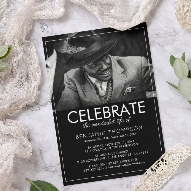 Invitation Photographie moderne Funérailles Célébration de la (Créateur téléchargé)