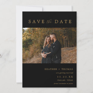 Invitation Photographie moderne noir et or Enregistrer les da