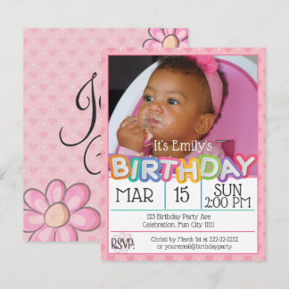 Invitation Photographie personnalisée de Coeur Rose