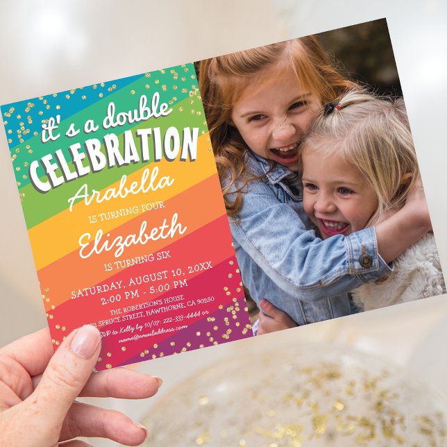 Invitation Photos d'anniversaire de mariage coloré (Créateur téléchargé)
