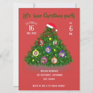Invitation Photos de famille sur l'arbre de Noël