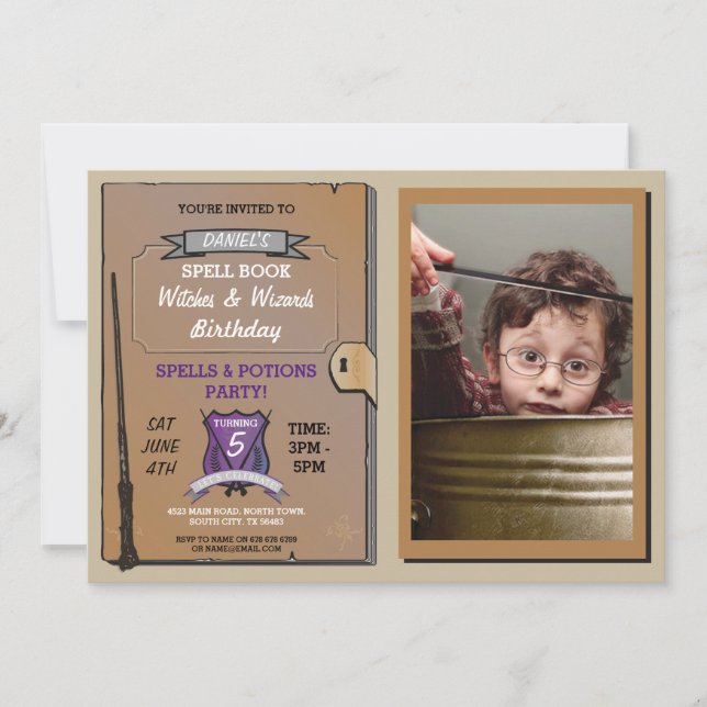 Invitation Photos de fête d'anniversaire de sorcières de (Devant)