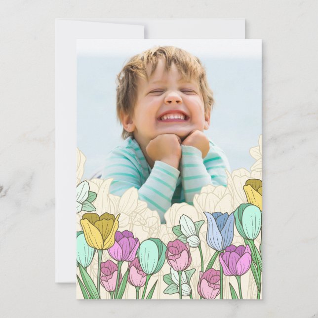 Invitation Photos de la frontière des fleurs de printemps (Devant)