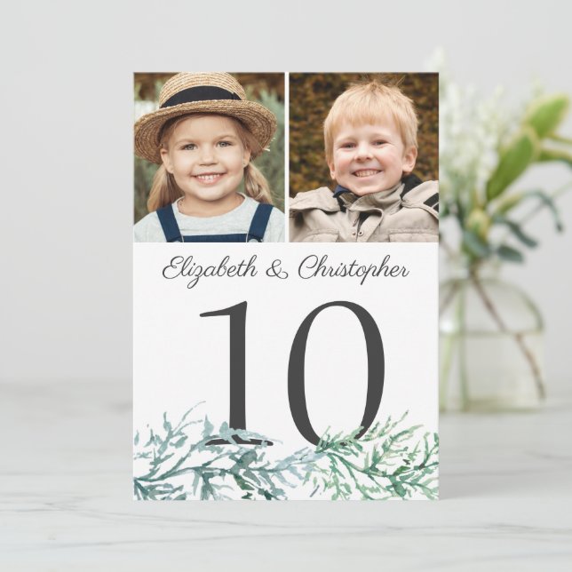 Invitation Photos de pin de mariage d'hiver Numéro de tableau (Debout devant)