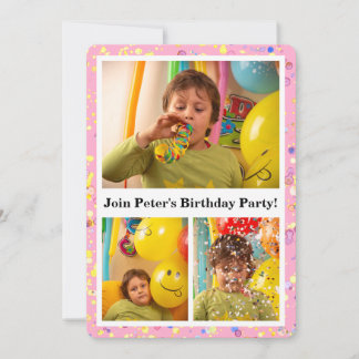 Invitation Photos Et Texte Personnalisables De Confetti Rose