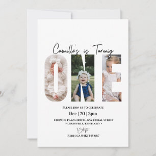 Invitation Photos minimalistes 1ère fête d'anniversaire