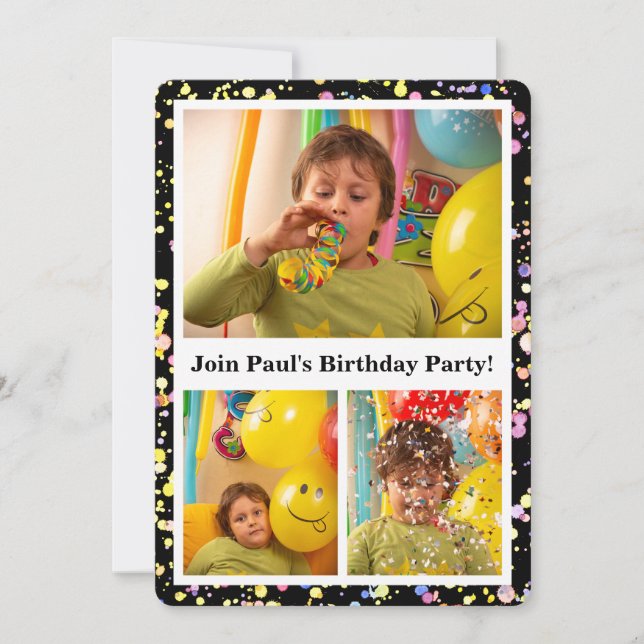 Invitation Photos personnalisables Confetti Design Anniversai (Devant)
