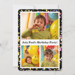 Invitation Photos personnalisables Confetti Design Anniversai
