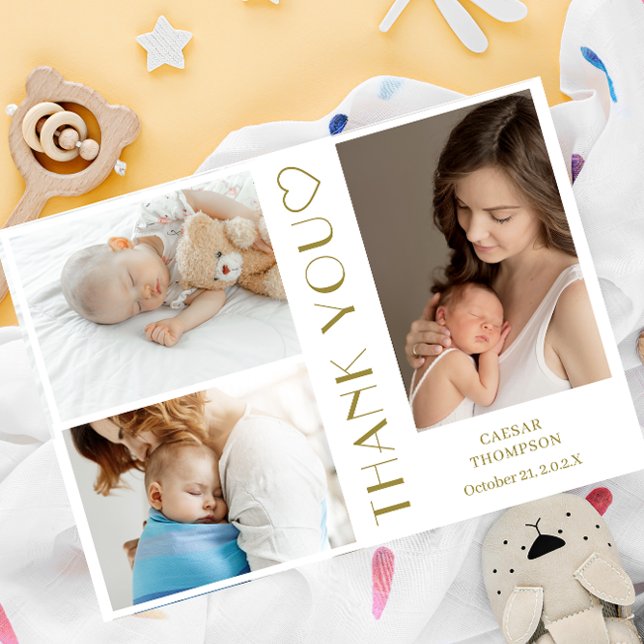Invitation Photos personnalisées Baby shower moderne Merci In (Créateur téléchargé)