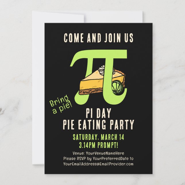 Invitation PI DAY Pie Eating Party (Devant)