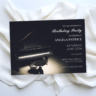 Invitation Piano à queue vintage pour anniversaire