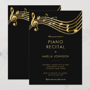 Invitation Piano Considérant Gold Music Notes Élégant