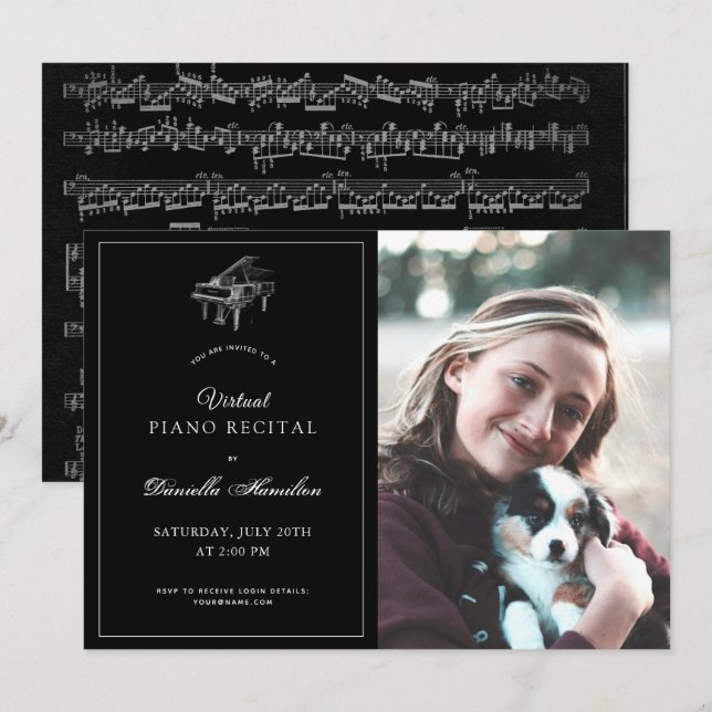 Invitation Piano Noir Classique - Photo de considérant virtue (Devant / Derrière)
