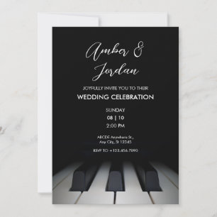 Invitation Piano noir moderne simple mariage
