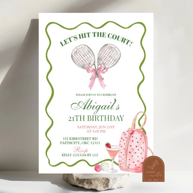 Invitation Pickle Ball et Cocktails Thème sportif Anniversair (Créateur téléchargé)