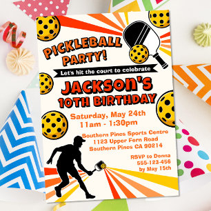 Invitation Pickleball Anniversaire Fête Retro Joueurs Vintage