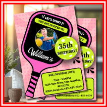 Pickleball Anniversaire RETRO Pink Sports PHOTO