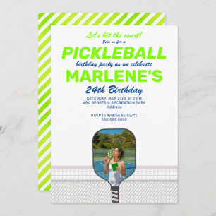 Invitation Pickleball Paddle Photo Dink Preppy Anniversaire P