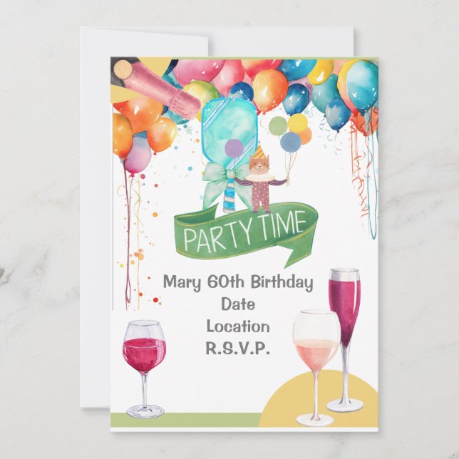 Invitation Pickleball Party Anniversaire (Devant)