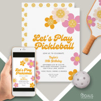 Pickleball Party Super Retro Rose Orange Fleurs