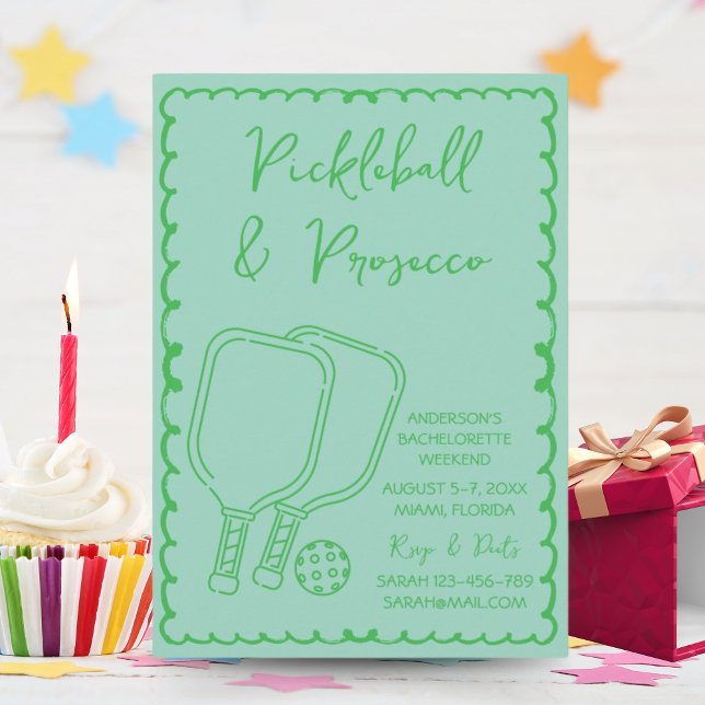 Invitation Pickleball & Prosecco Bachelorette Party Dessin ma (Créateur téléchargé)