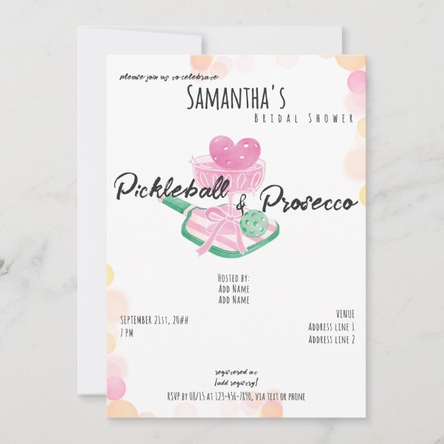 Invitation Pickleball & Prosecco Fête des mariées des couples (Devant)