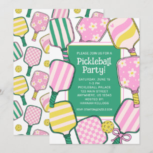 Invitation Pickleball rose et jaune