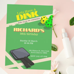 Invitation Pickleball Thème Sport Diner Anniversaire Fête