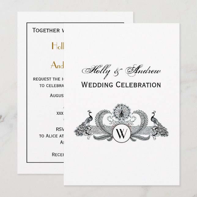 Invitation Pics vintages avec Monogramme (Devant / Derrière)