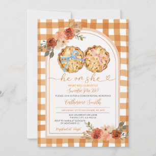 Invitation Pie Citrouille Pie Bleu Rose En vichy de la révéla