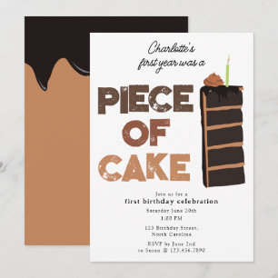 Invitation Piece de Gâteau 1er  Premier Anniversai