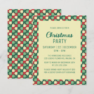 Invitation Pièce de puzzle rouge de Noël Géométrique