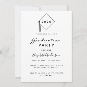 Invitation Pièce maîtresse moderne noire et blanche pour fête