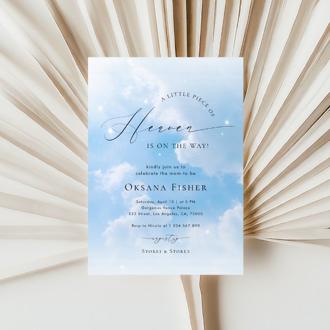 Invitation Piece of Heaven Blue Sky Clouds Boy Baby Shower (Créateur téléchargé)