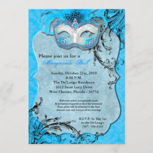 Invitation Pièce turquoise de Halloween de costume de masque