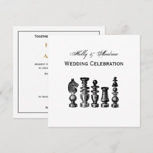 Invitation Pièces de jeu d'échecs Art vintage