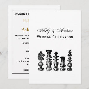 Invitation Pièces de jeu d'échecs Art vintage