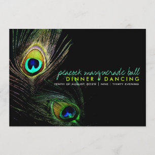 Invitation Pièces de plumes de paon Photo Boho Chic Dîner Par