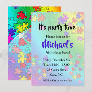 Invitation Pièces de puzzles colorés