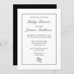 Invitation Pieds de Baby shower blanc minimaliste moderne