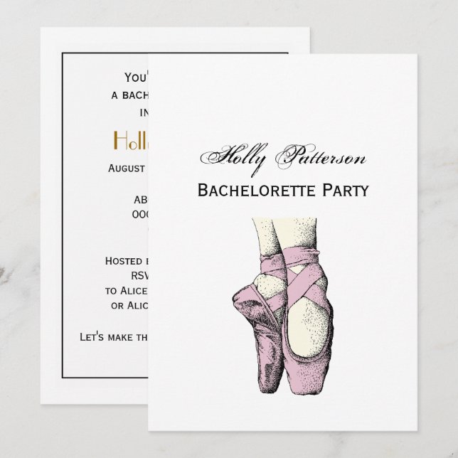 Invitation Pieds de Ballerina à la pointe #3 Lt Rose (Devant / Derrière)