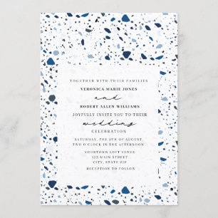 Invitation Pierre de Cobalt Terrazzo Mariage moderne