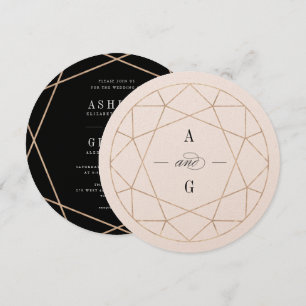 Invitation Pierre de diamant ronde géométrique Mariage élégan