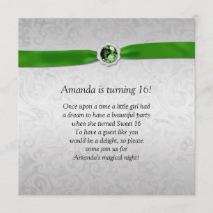 Invitation Pierre de ruban vert émeraude douce 16