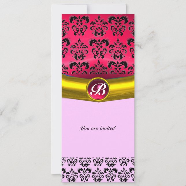 INVITATION PIERRE GEMMÉE MONOGRAMME DAMAS (Devant)