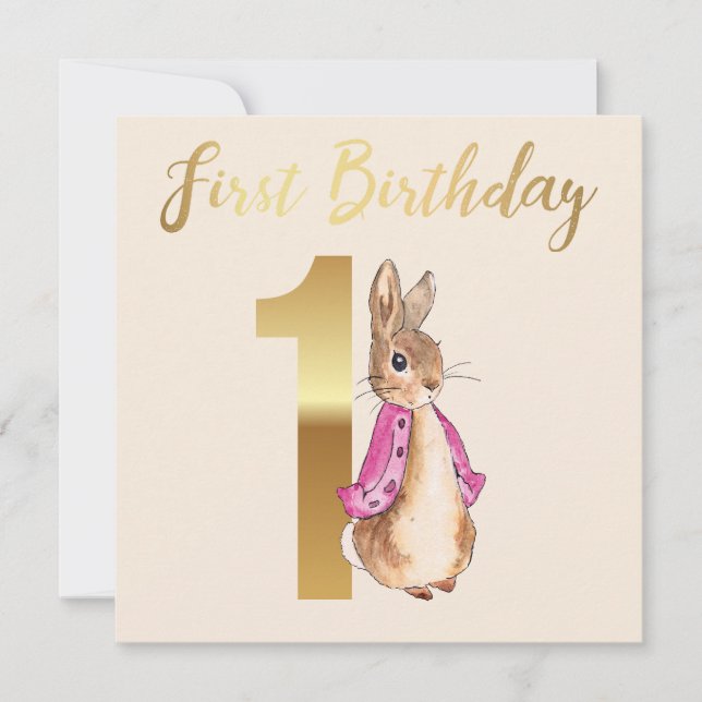 Invitation Pierre le lapin Premier anniversaire (Devant)
