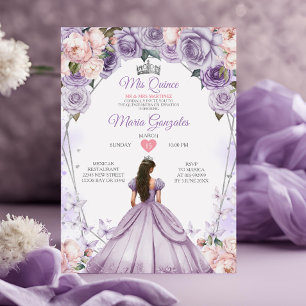 Invitation Pierre rose Lilac Mis Quince 15 Anos Crown Quincea