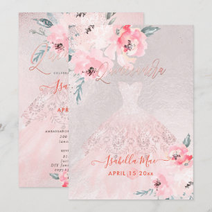 Invitation Pierres blanches de Quinceanera+Arrière-plan d'irr